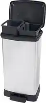 Bol.com Curver Decobin Duo Prullenbak - 23L+23L - Rechthoekig - Zilver metallic aanbieding