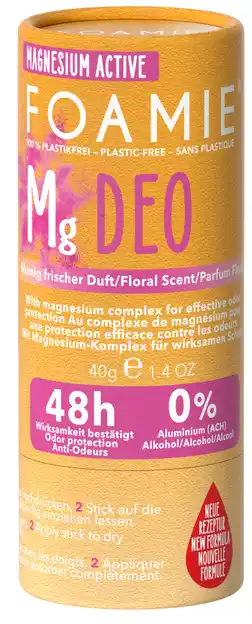 De Online Drogist Foamie Magnesium Active Plastic Free Deo Floral Scent 48H 40GR aanbieding