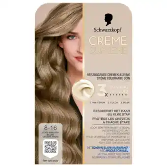 De Online Drogist Schwarzkopf Creme Supreme Crèmekleuring 8-16 Cool Asblond 1ST aanbieding