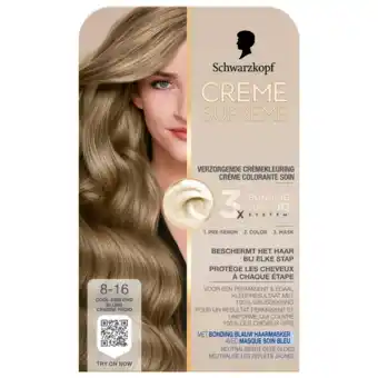 De Online Drogist Schwarzkopf Creme Supreme Crèmekleuring 8-16 Cool Asblond 1ST aanbieding