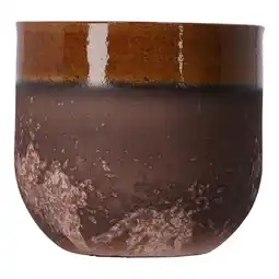 Van Cranenbroek Nora pot 14cm rond groen d.groen oker 3 ass aanbieding