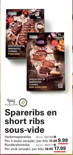 Sligro Spareribs en short ribs sous vide aanbieding