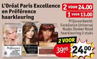 Kruidvat L'Oréal Paris Excellence en Préférence haarkleuring aanbieding
