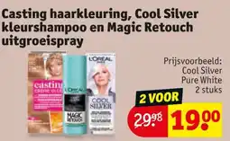 Kruidvat Casting haarkleuring, Cool Silver kleurshampoo en Magic Retouch uitgroeispray aanbieding