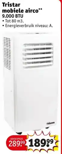 Kruidvat Tristar mobiele airco 9.000 BTU aanbieding