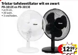 Kruidvat Tristar tafelventilator wit en zwart aanbieding
