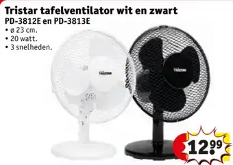 Kruidvat Tristar tafelventilator wit en zwart aanbieding