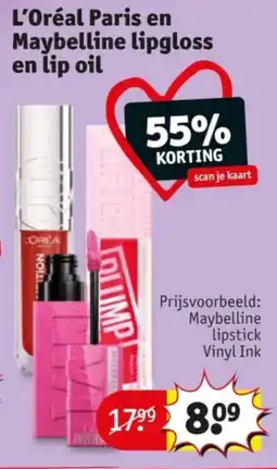 Kruidvat L'Oréal Paris en Maybelline lipgloss en lip oil aanbieding