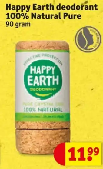 Kruidvat Happy Earth deodorant 100% Natural Pure aanbieding