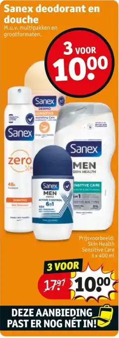 Kruidvat Sanex deodorant en douche aanbieding