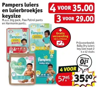 Kruidvat Pampers luiers en luierbroekjes keysize aanbieding