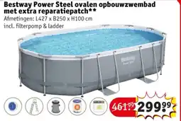 Kruidvat Bestway Power Steel ovalen opbouwzwembad met extra reparatiepatch aanbieding