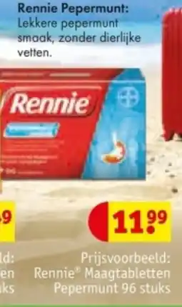 Kruidvat Rennie Maagtabletten Pepermunt aanbieding