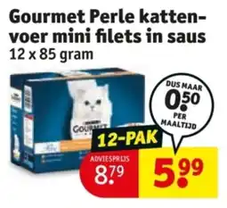 Kruidvat Gourmet Perle kattenvoer mini filets in saus aanbieding