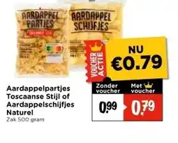 Vomar Voordeelmarkt Aardappelpartjes Toscaanse Stijl of Aardappelschijfjes Naturel aanbieding