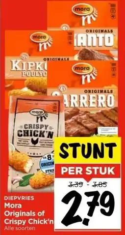 Vomar Voordeelmarkt DIEPVRIES Mora Originals of Crispy Chick'n aanbieding