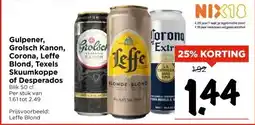 Vomar Voordeelmarkt Gulpener, Grolsch Kanon, Corona, Leffe Blond, Texels Skuumkoppe of Desperados aanbieding