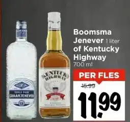 Vomar Voordeelmarkt Boomsma Jenever 1 liter of Kentucky Highway 700 ml aanbieding