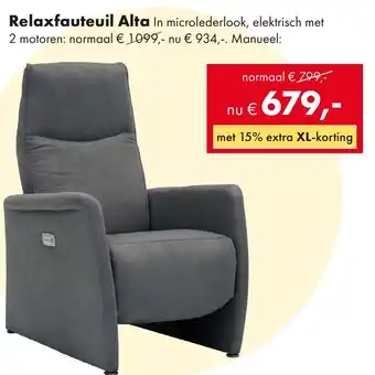 Woonsquare Relaxfauteuil Alta aanbieding