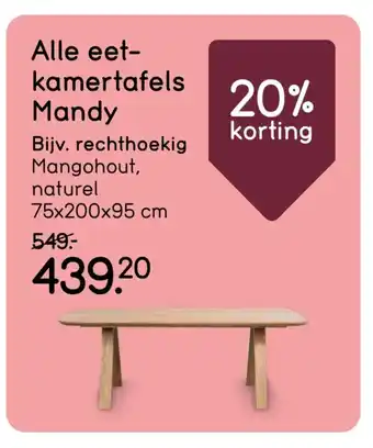 Leen Bakker Alle eet- kamertafels Mandy aanbieding