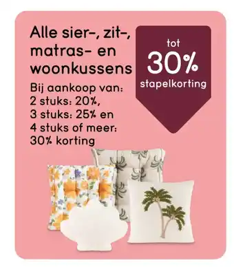 Leen Bakker Alle sier, zit, matras en woonkussens aanbieding