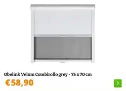 Obelink Obelink Velum Combirollo grey - 75 x 70 cm aanbieding