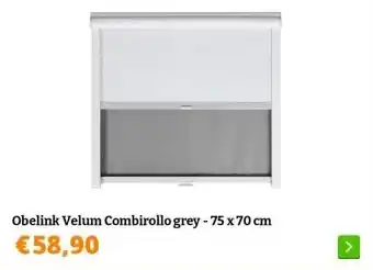 Obelink Obelink Velum Combirollo grey - 75 x 70 cm aanbieding