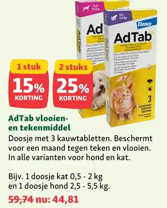 Maxi Zoo AdTab vlooien en tekenmiddel aanbieding