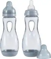 Bol.com Difrax Handgreep Babyfles 240 ml Natural - S-fles - Anti-Colic - Grijsblauw - 2 stuks aanbieding
