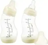 Bol.com Difrax Babyfles 170 ml Natural - S-fles - Anti-Colic - Crème wit - 2 stuks aanbieding