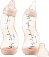 Bol.com Difrax Babyfles 250 ml Natural - S-fles - Anti-Colic - Lichtroze - 2 stuks aanbieding