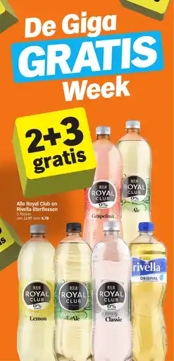 Albert Heijn Alle Royal Club en Rivella literflessen aanbieding