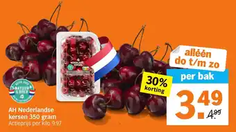 Albert Heijn AH Nederlandse AH Nederlandse kersen 350 gram Actieprijs per kilo 9.97 aanbieding