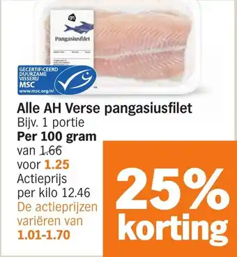 Albert Heijn Alle AH Verse pangasiusfilet aanbieding