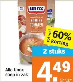 Albert Heijn Alle Unox soep in zak aanbieding