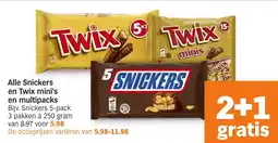 Albert Heijn Alle Snickers en Twix mini's en multipacks aanbieding