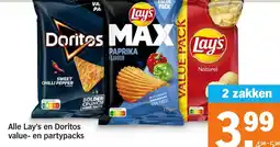 Albert Heijn Alle Lay's en Doritos value en partypacks aanbieding
