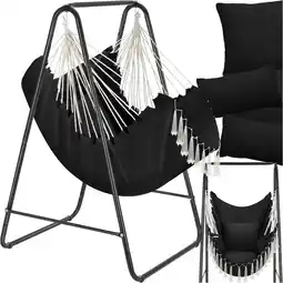 Amazon tectake Hangstoel Boho-stijl - 160 kg draagkracht - stalen frame - 85 x 100 x 154,5 cm- Zwart aanbieding