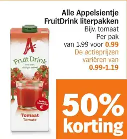 Albert Heijn Alle Appelsientje FruitDrink literpakken aanbieding