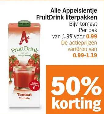 Albert Heijn Alle Appelsientje FruitDrink literpakken aanbieding