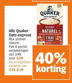 Albert Heijn Alle Quaker Oats express aanbieding