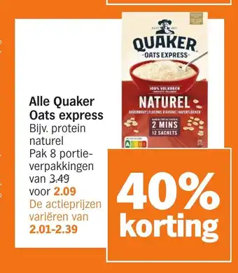 Albert Heijn Alle Quaker Oats express aanbieding