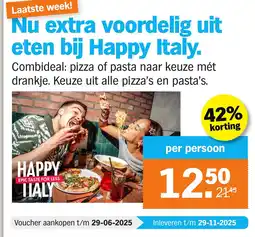 Albert Heijn Nu extra voordelig uit eten bij Happy Italy aanbieding