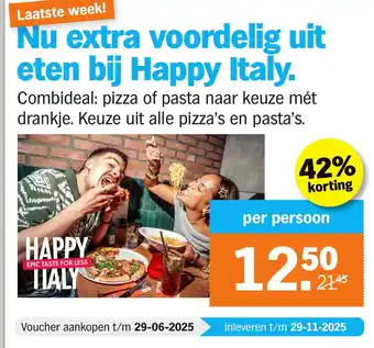 Albert Heijn Nu extra voordelig uit eten bij Happy Italy aanbieding