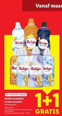 Lidl Robijn wasmiddel of wasverzachter aanbieding