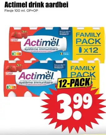 Dirk Actimel drink aardbei aanbieding