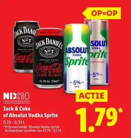 Lidl Jack & Coke of Absolut Vodka Sprite aanbieding