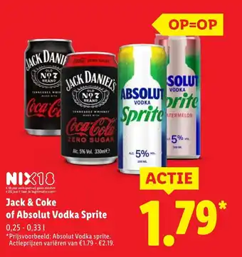 Lidl Jack & Coke of Absolut Vodka Sprite aanbieding