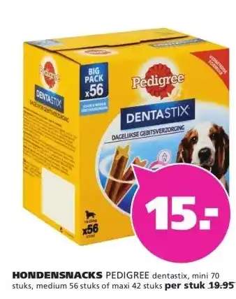 Ranzijn HONDENSNACKS PEDIGREE dentastix, mini 70 stuks, medium 56 stuks of maxi 42 stuks per stuk 19.95 aanbieding