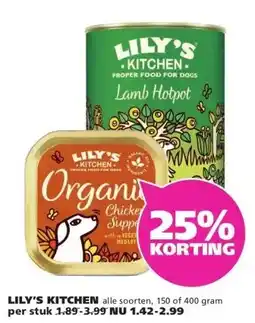 Ranzijn LILY'S KITCHEN alle soorten, 150 of 400 gram per stuk 1.89-3.99 NU 1.42-2.99 aanbieding